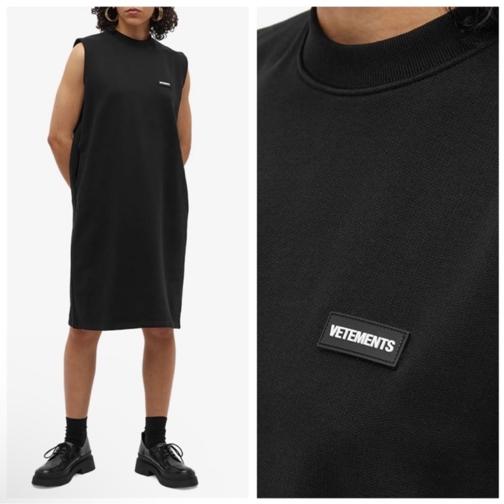 Vetements Logo Patch Molton Dress in Black